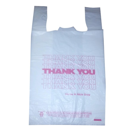 11-10442 PEC Spectrum White Printed Thank You T-shirt Bag, 650PK